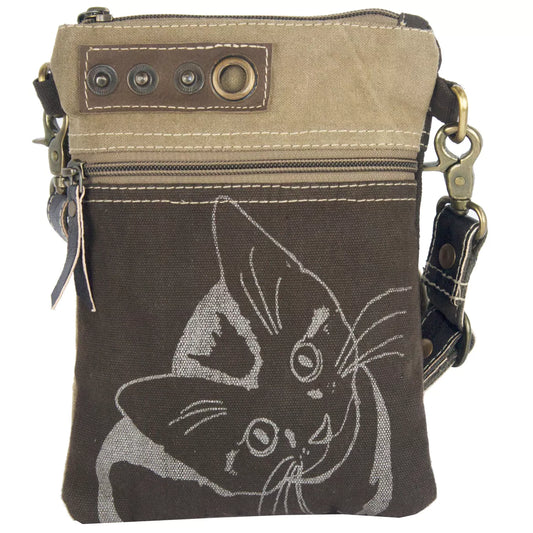 Sunsa Kleine Umhängetasche mit Katzenmotiv