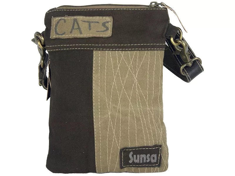 Sunsa Kleine Umhängetasche mit Katzenmotiv