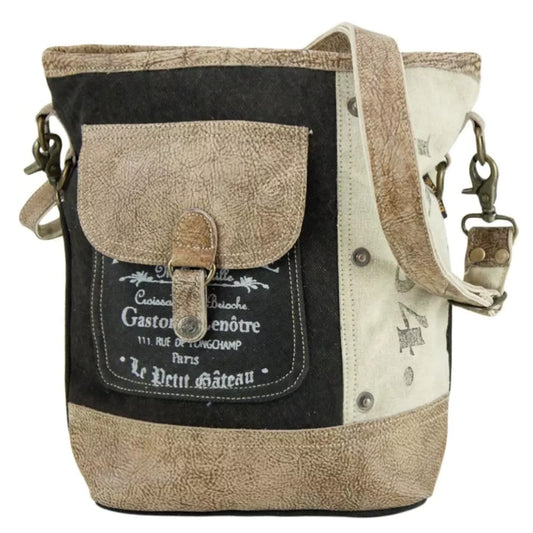 Sunsa Vintage Umhängetasche aus Canvas und Leder