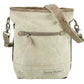 Sunsa Vintage Umhängetasche aus Canvas und Leder