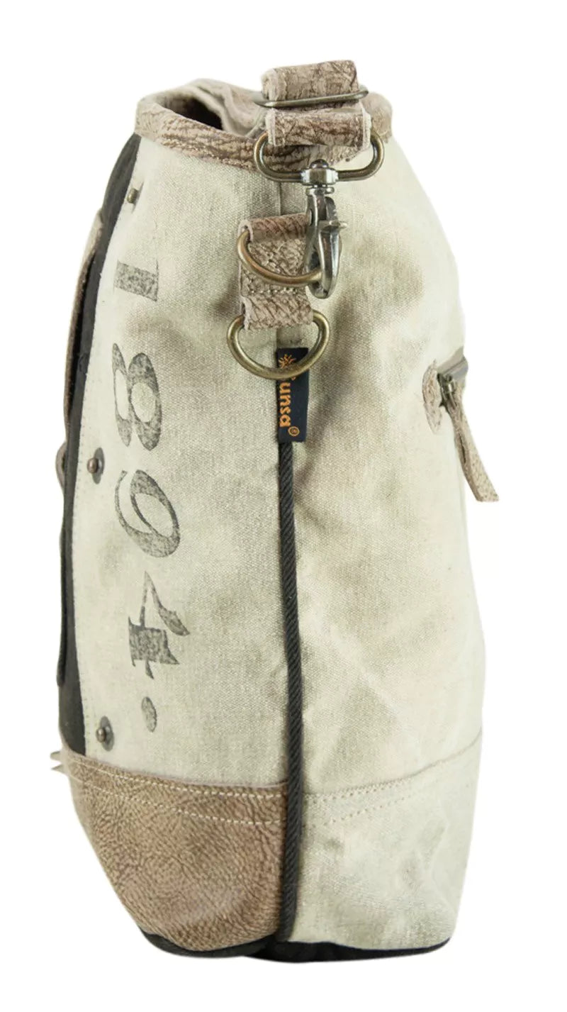 Sunsa Vintage Umhängetasche aus Canvas und Leder