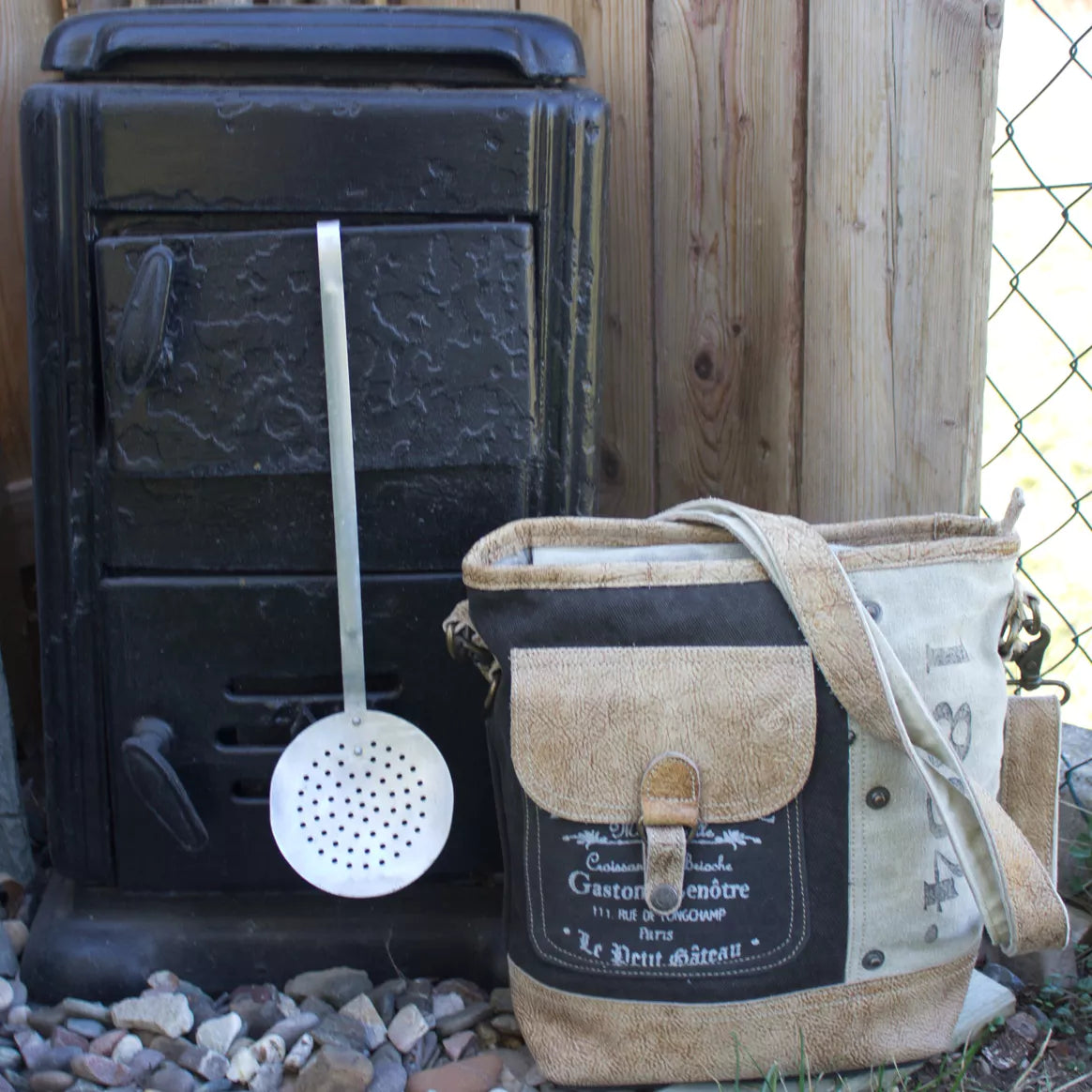 Sunsa Vintage Umhängetasche aus Canvas und Leder