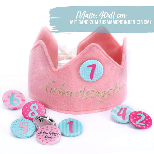 Papierdrachen Geburtstagskrone - Rosa - Set 1