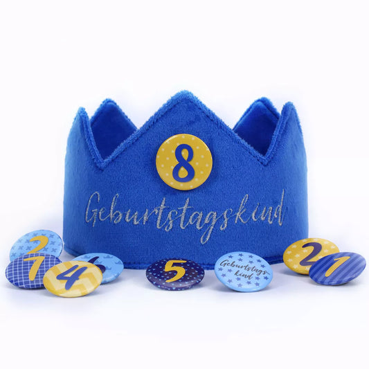 Papierdrachen Geburtstagskrone - Blau - Set 4