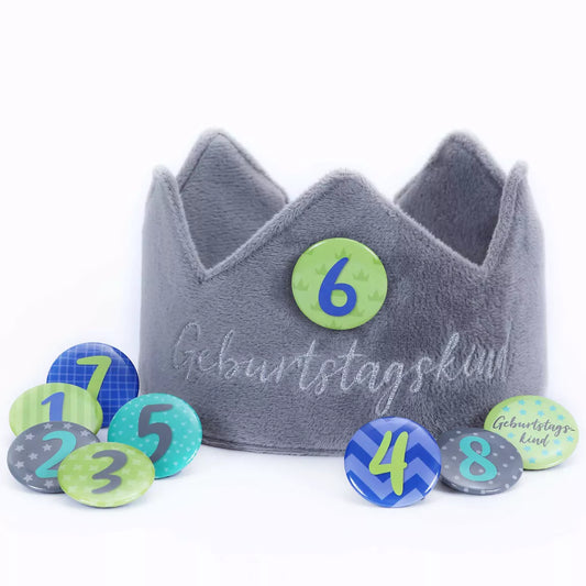 Papierdrachen Geburtstagskrone - Grau - Set 5