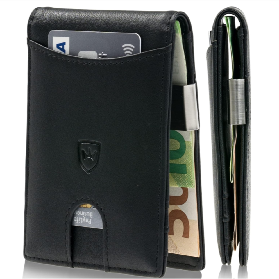 Kronenschein Slim Wallet mit RFID Schutz Schwarz-Glatt