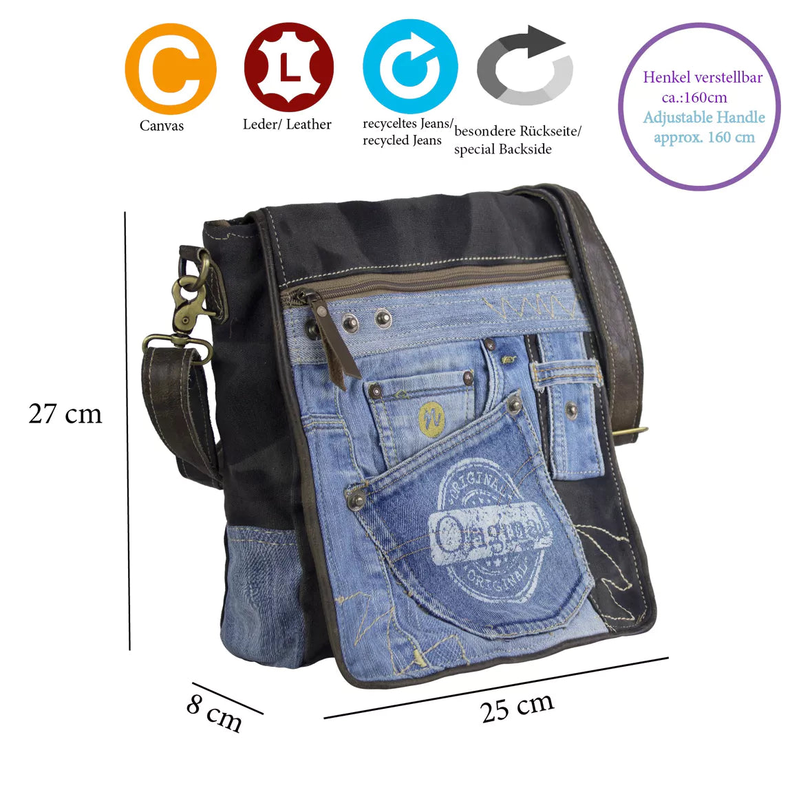 Sunsa Damen Messenger Tasche - blau
