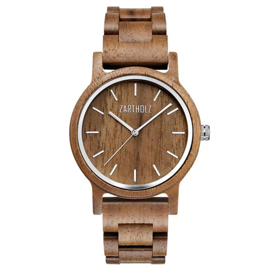 ZARTHOLZ Unisex Holz-Armbanduhr Klassik aus Walnussholz