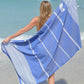 ZusenZomer Fouta Hammam Handtuch BIARRITZ – 100x190 cm – Schwarz mit Türkis