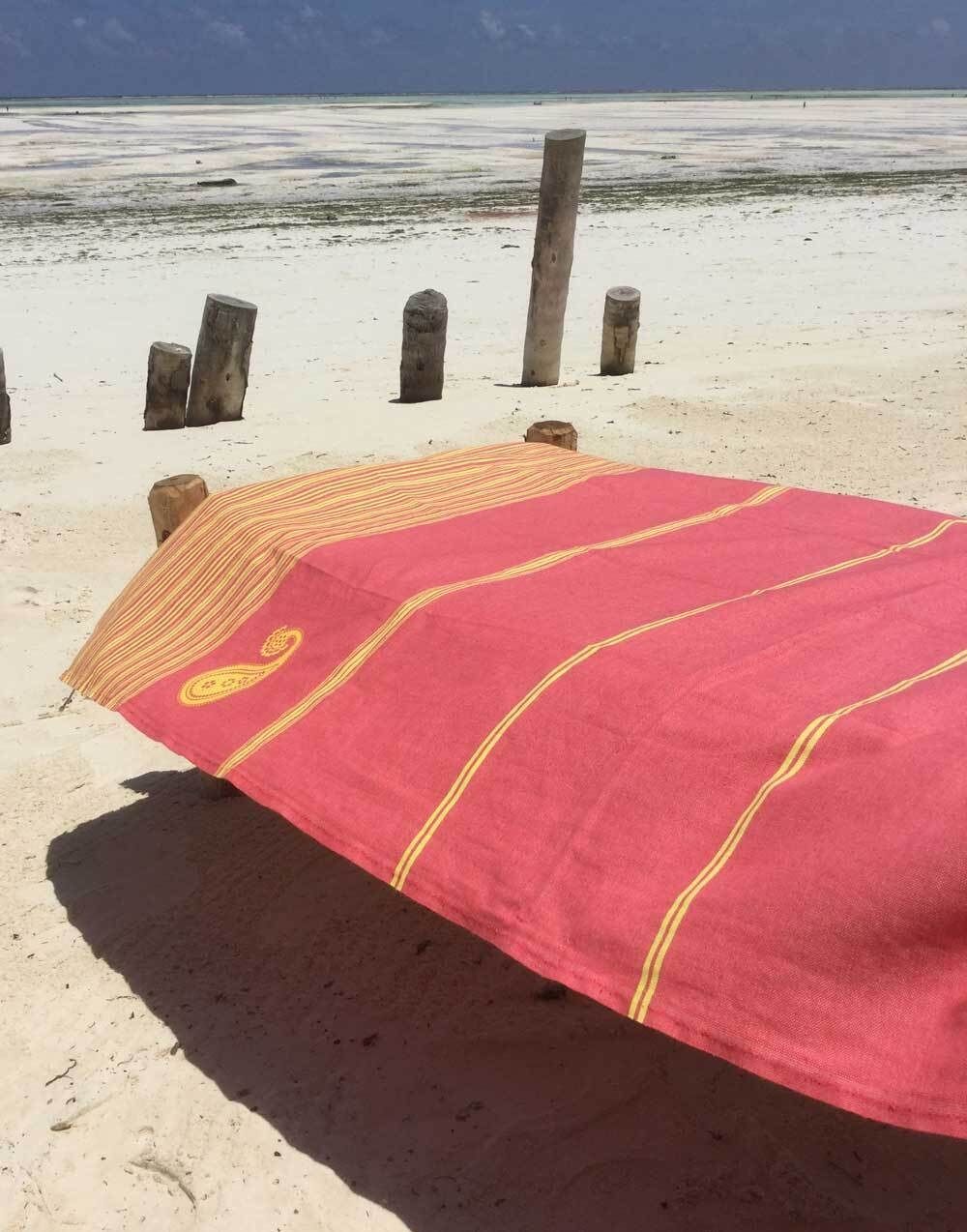 ZusenZomer Fouta Hammam Handtuch BIARRITZ – 100x190 cm – Schwarz mit Türkis