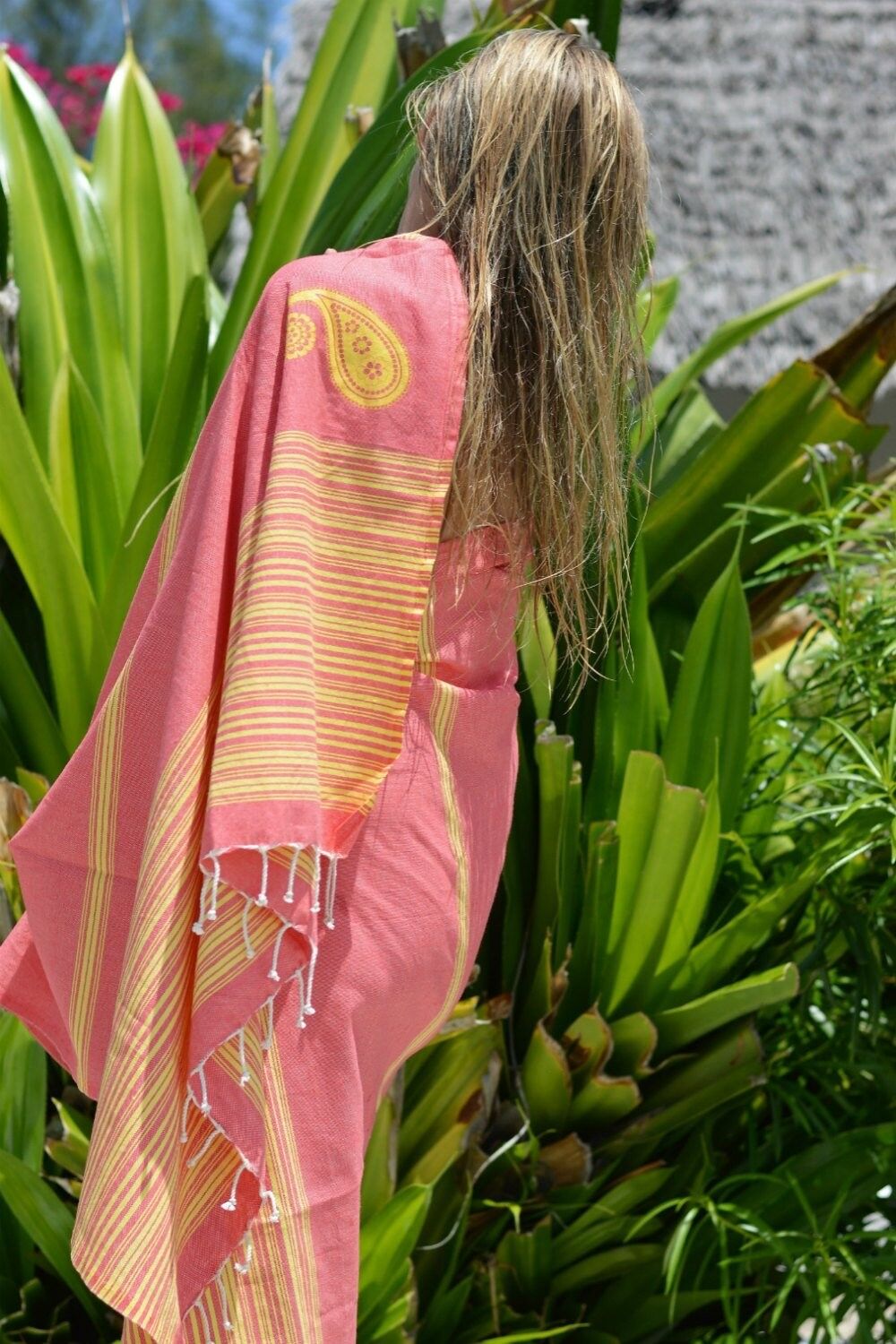 ZusenZomer Fouta Hammam Handtuch BIARRITZ – 100x190 cm – Schwarz mit Türkis