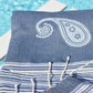 ZusenZomer Fouta Hammam Handtuch BIARRITZ – 100x190 cm – Schwarz mit Türkis