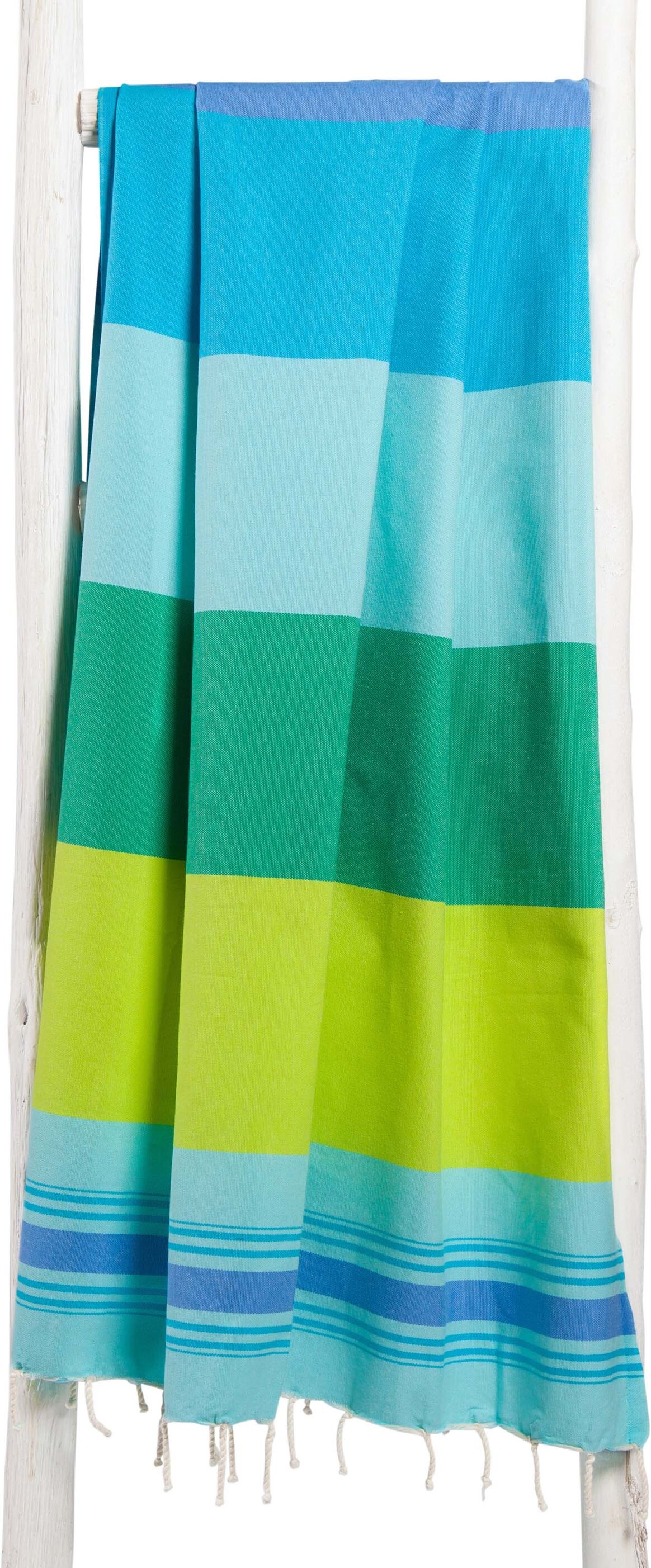 ZusenZomer Fouta Hammam Strandtuch CASABLANCA – 100x190 cm – Grün Blau