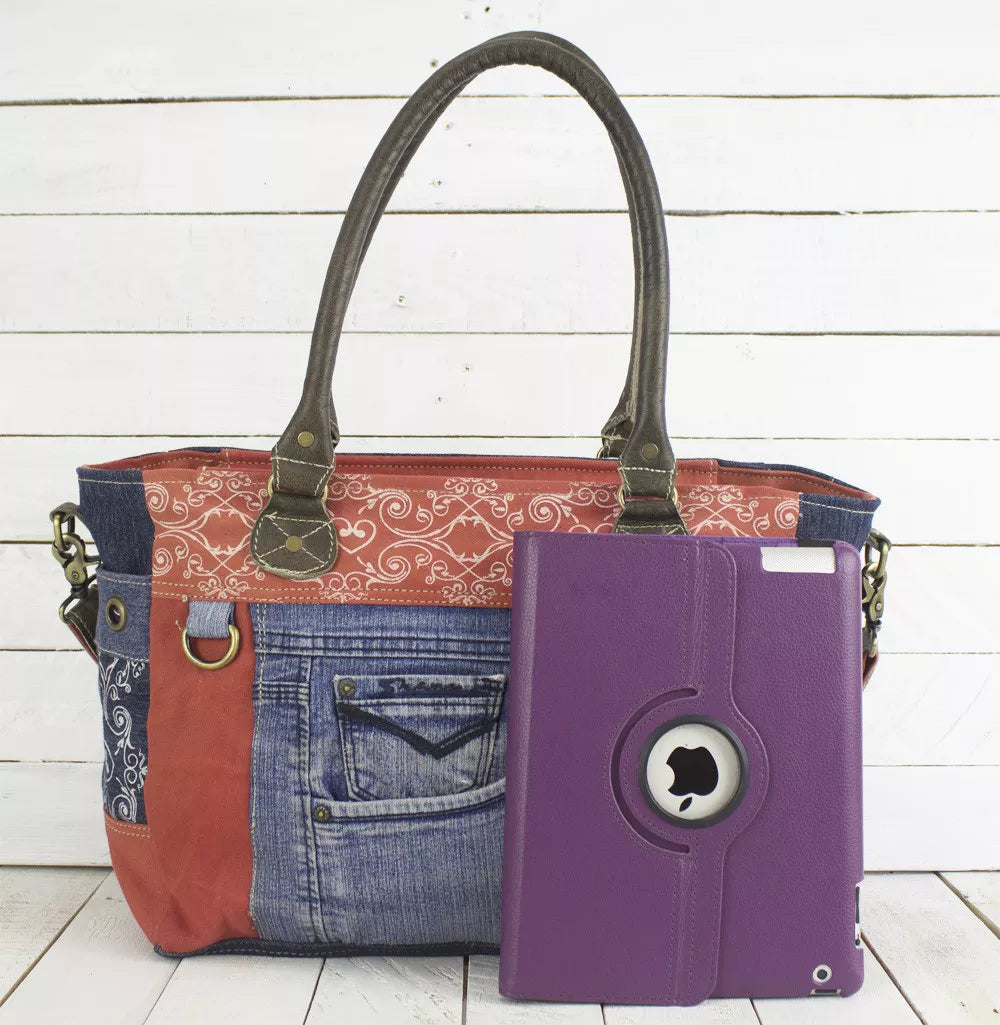 Sunsa Damen Große Crossbody Schultertasche rot/blau