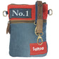 Sunsa Umhängetasche aus recycelter Jeans & Canvas rot/blau