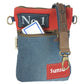 Sunsa Umhängetasche aus recycelter Jeans & Canvas rot/blau