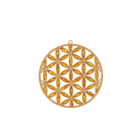 Raduly Suncatcher Bernstein – Blume des Lebens - D110mm