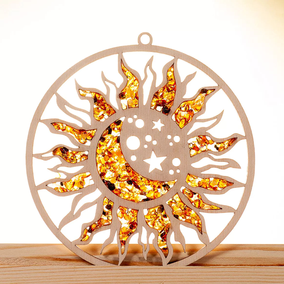 Raduly Suncatcher Bernstein – Sonne&Mond - D110mm