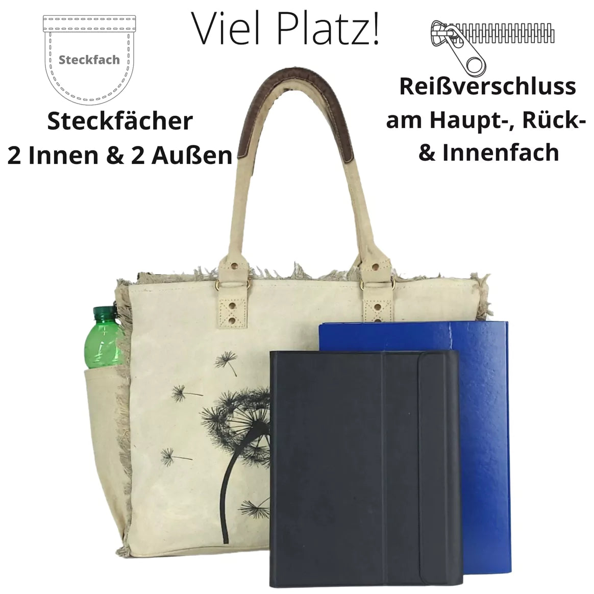 Sunsa Damen XXL Handtasche mit Pusteblume