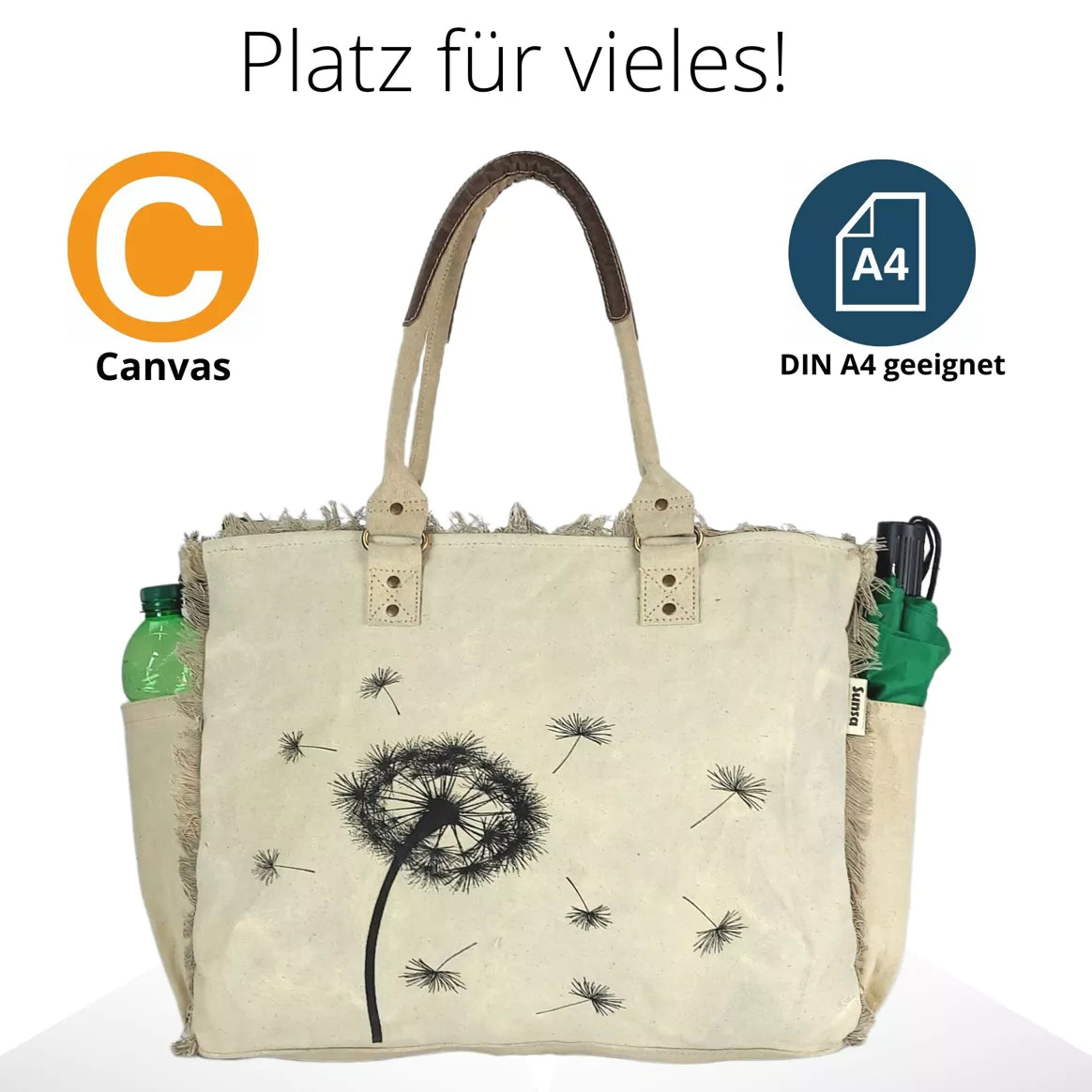 Sunsa Damen XXL Handtasche mit Pusteblume