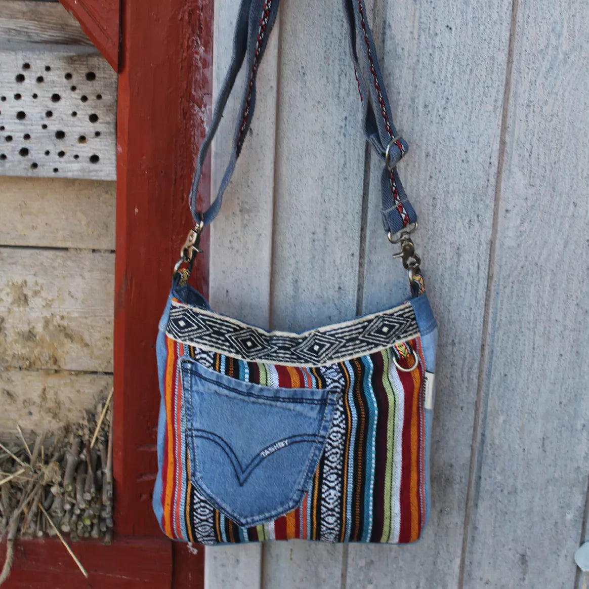 Sunsa Damen Umhängetasche aus recycelten Materialien Crossbody boho