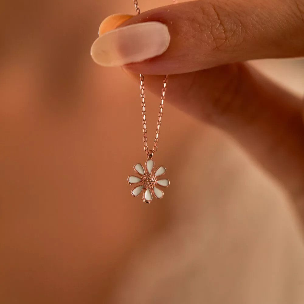 Einzelstück Gänseblümchen Kette - Roségold