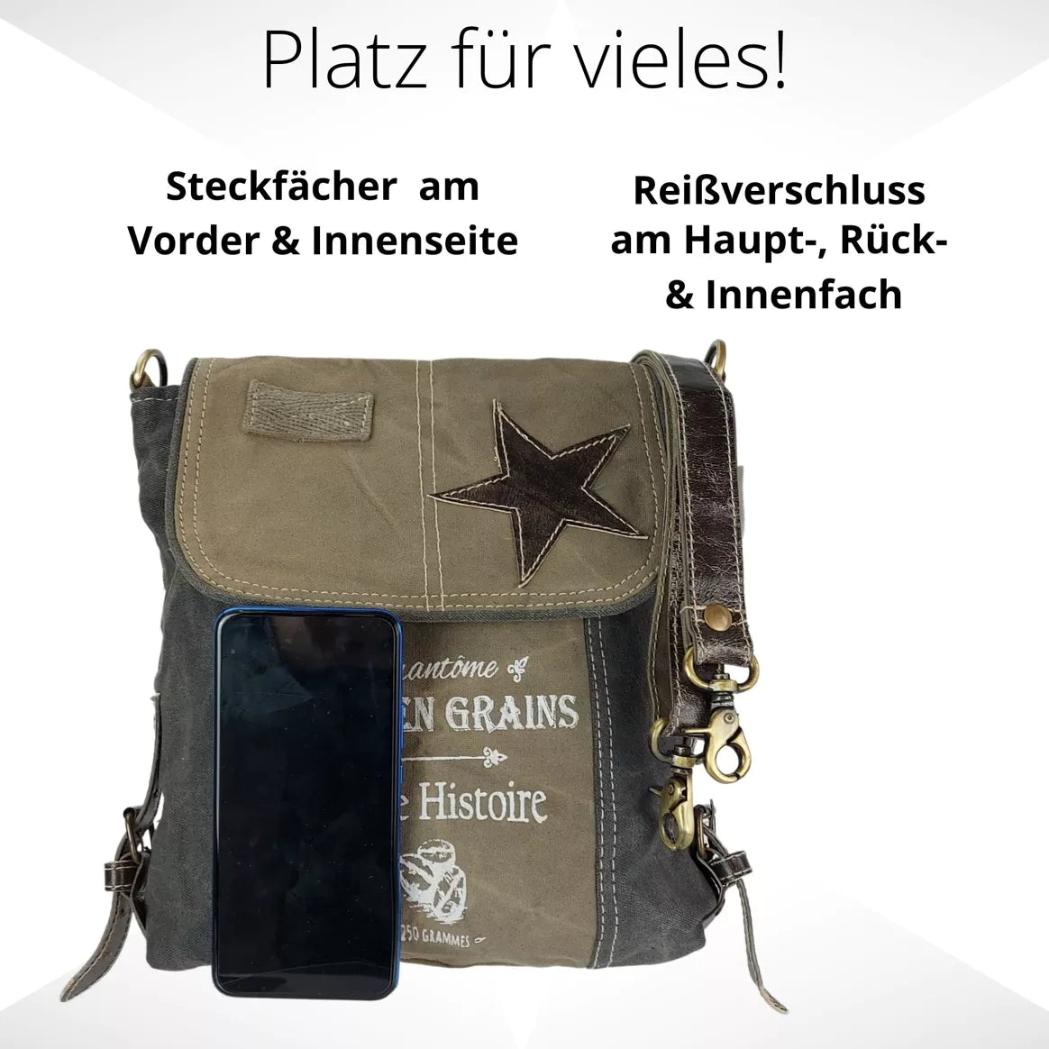 Sunsa Damen Umhängetasche Messenger aus Canvas & Leder