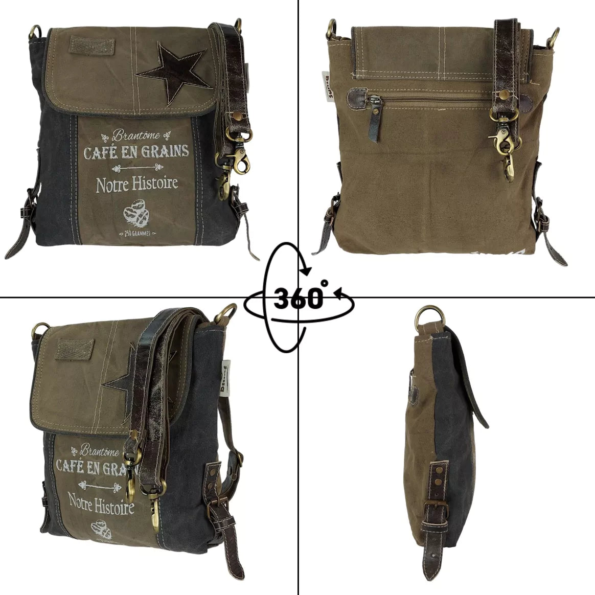 Sunsa Damen Umhängetasche Messenger aus Canvas & Leder