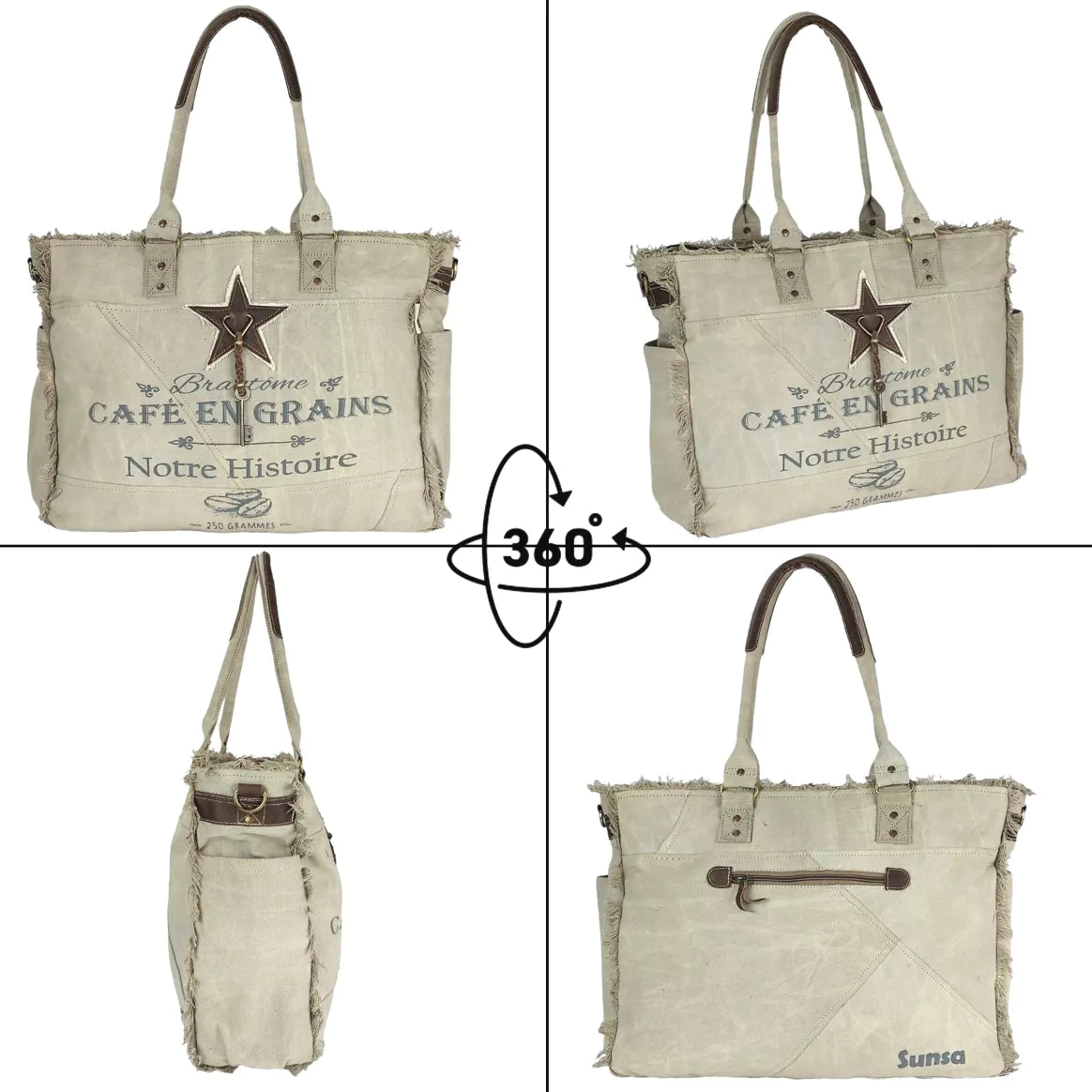 Sunsa Damen XXL Handtsche/Shopper Vintage