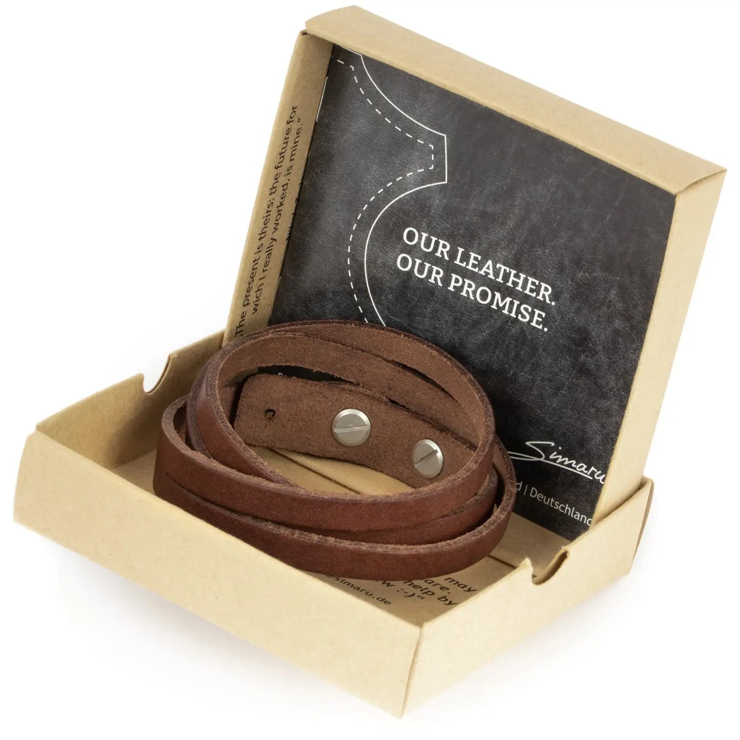 Simaru Nieten Lederarmband dunkelbraun
