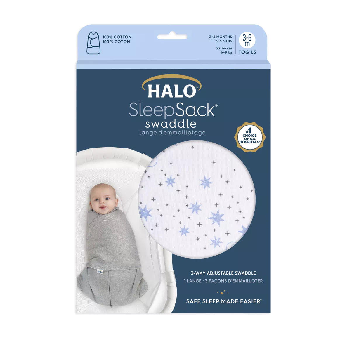 HALO Pucktuch "Midnight Moons Blue" 0 bis 3 Monate