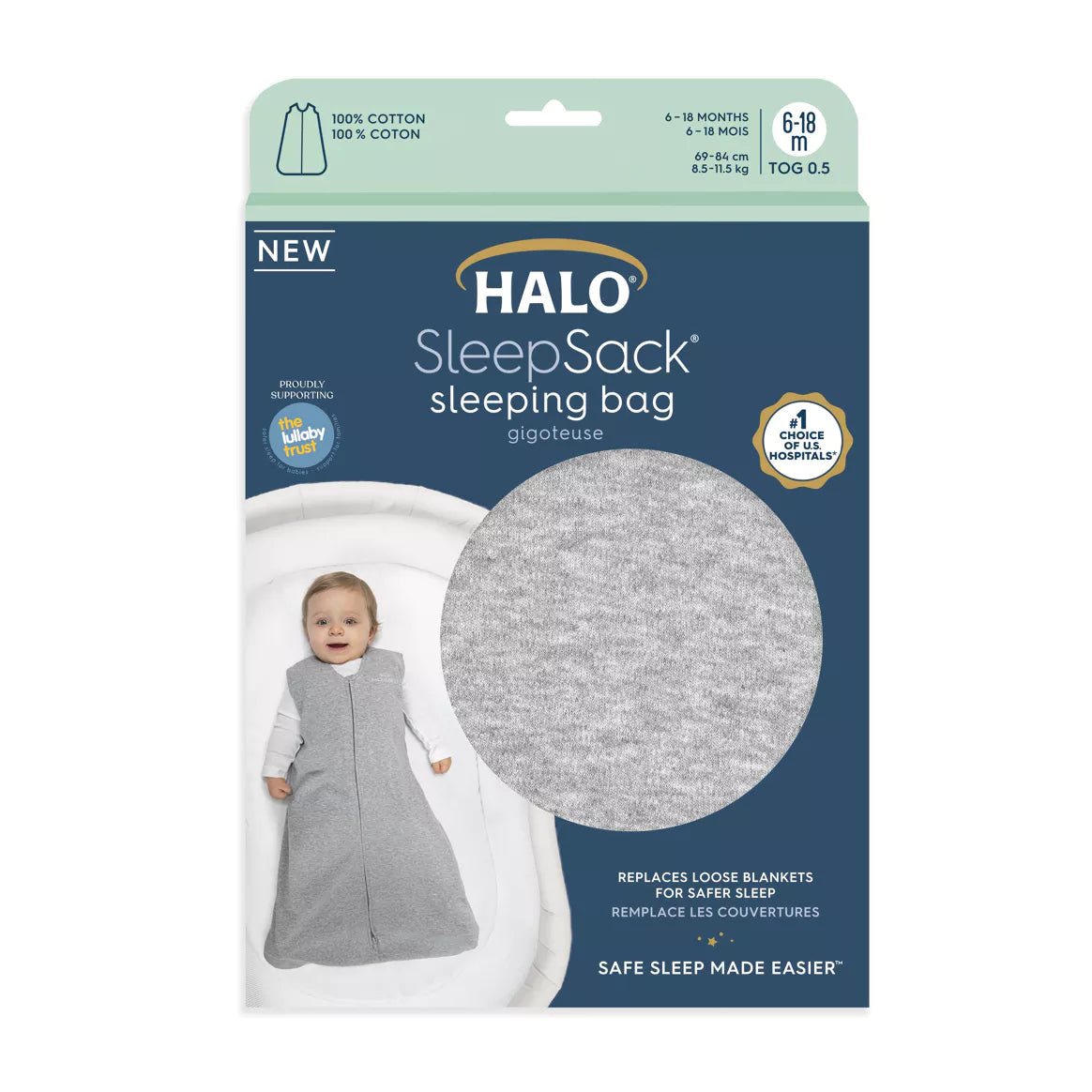 HALO Baby Schlafsack "Heather Grey" Unisex 0-6 Monate
