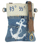 Sunsa Crossbody Tasche im Vintage Retro Stil mit Anker Maritimmotiv