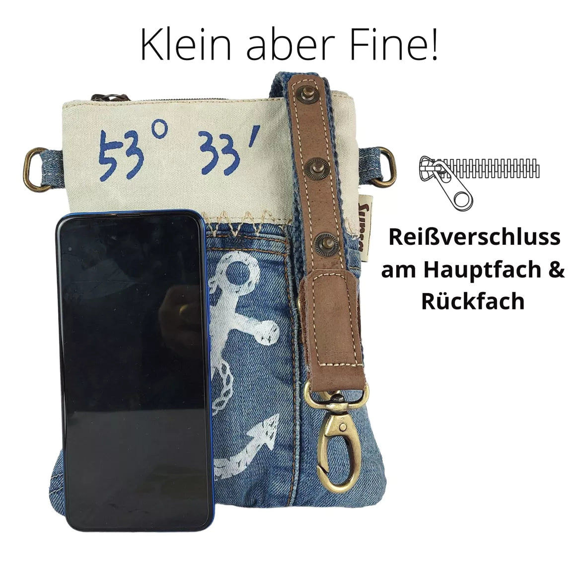 Sunsa Crossbody Tasche im Vintage Retro Stil mit Anker Maritimmotiv