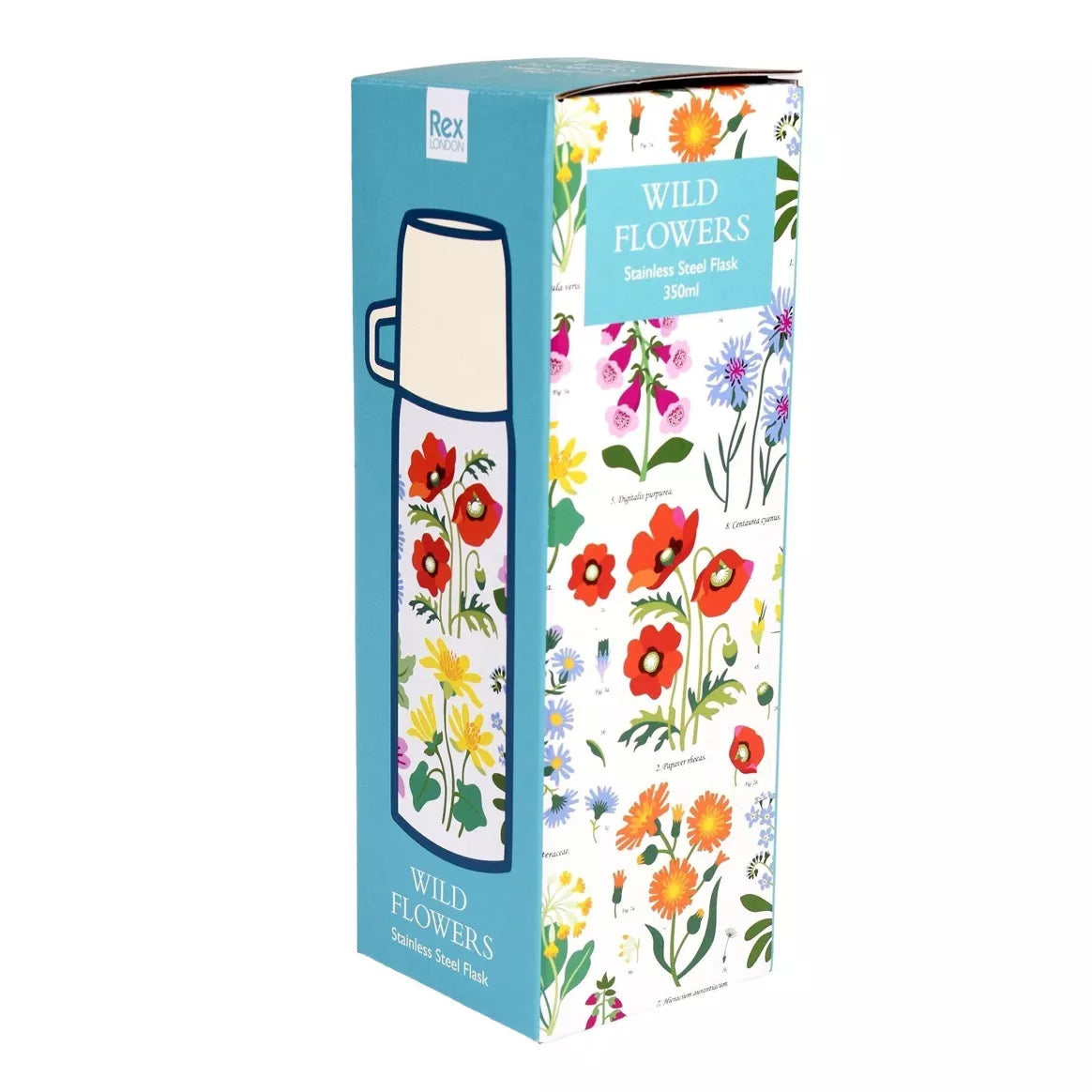 Rex London Isolierflasche „Wilde Blumen“ mit Tasse – 350 ml