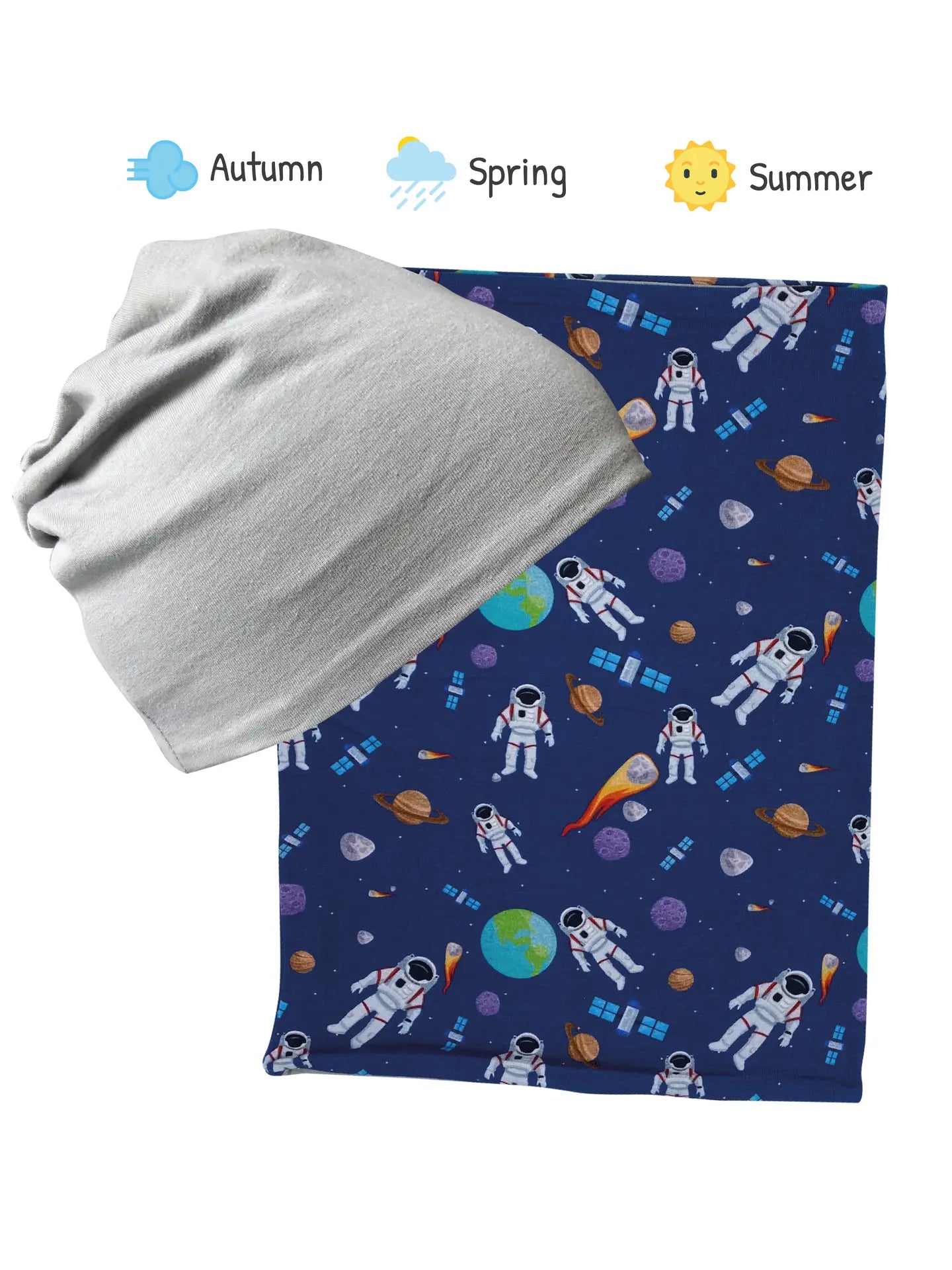 HECKBO Mütze & Schal Set Astronaut wendebar 2-8 Jahre