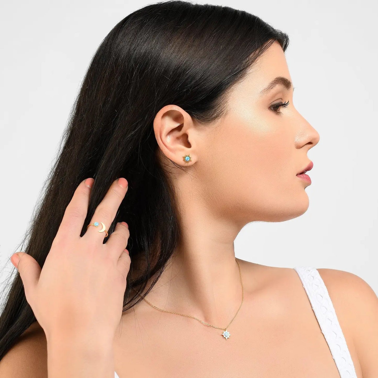 Namana Gold Sunburst Opal Ohrstecker