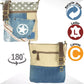 Sunsa Damen Umhängetasche aus recycelten Jeans & Canvas beige/blau