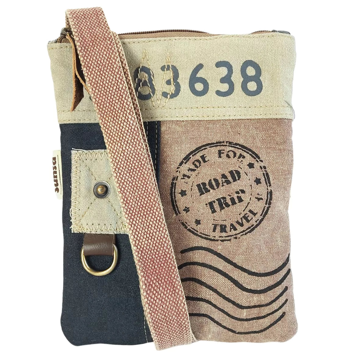 Sunsa Damen Crossover Bag aus Canvas & Leder im Vintage Retro Stil hell