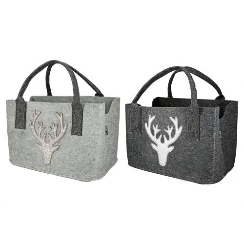 GILDE Filztasche mit Hirschmotiv - Grau