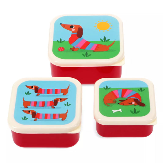 Rex London Snackboxen (3er-Set) – Sausage Dog Design