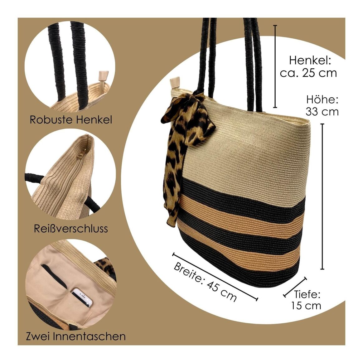 Julesmar Shopper "Leo" mit Leopard Print