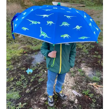 HECKBO Faltregenschirm Dinosaurier Farbwechsel
