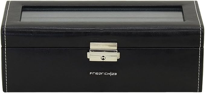 Friedrich23 Uhrenkoffer Bond mit Glasdeckel für 10 Uhren - schwarz