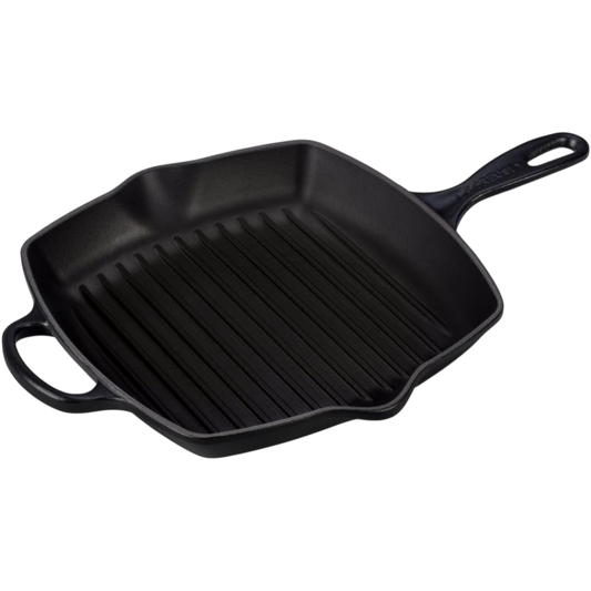 Le Creuset Gusseisen Grillpfanne quadratisch 26 cm schwarz matt – Signature, Induktion, alle Herdarten