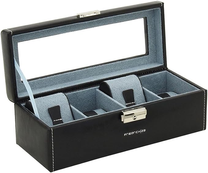 Friedrich23 Uhrenkoffer Bond mit Glasdeckel für 10 Uhren - schwarz
