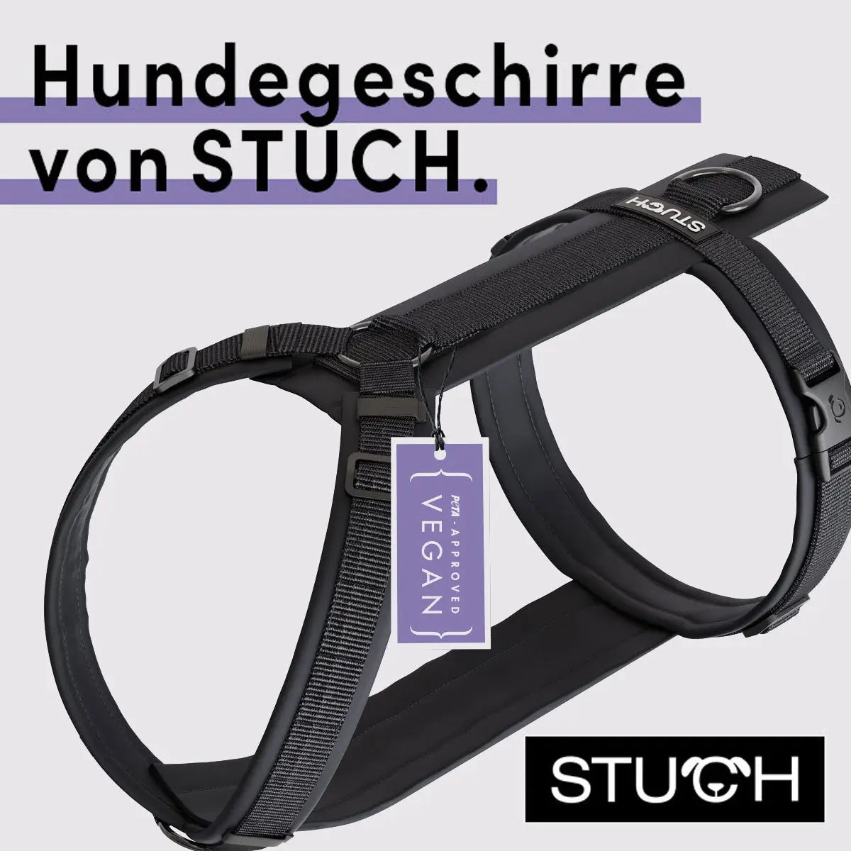 STUCH Hundegeschirr gepolstert - Schwarz L
