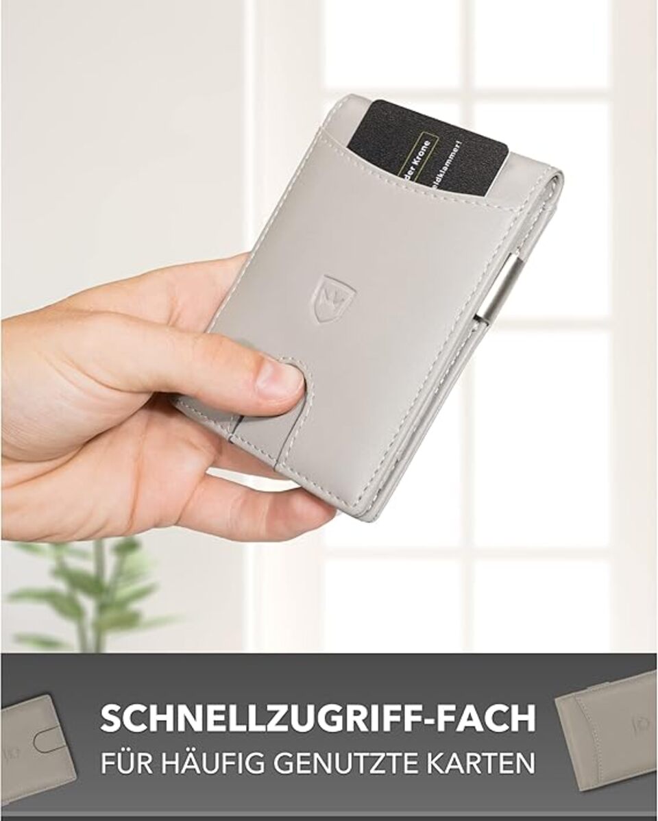 Kronenschein Slim Wallet mit Münzfach & RFID Schutz Grau