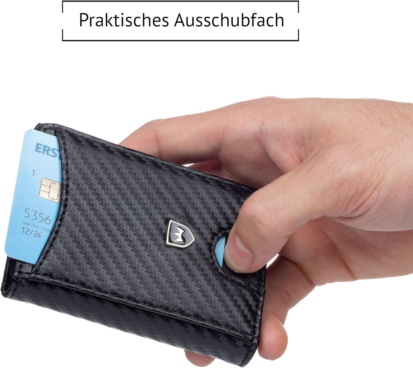 Kronenschein Geldbörse Carbon Slim Wallet – RFID Schutz, Münzfach, 6 Kartenfächer, Geldklammer