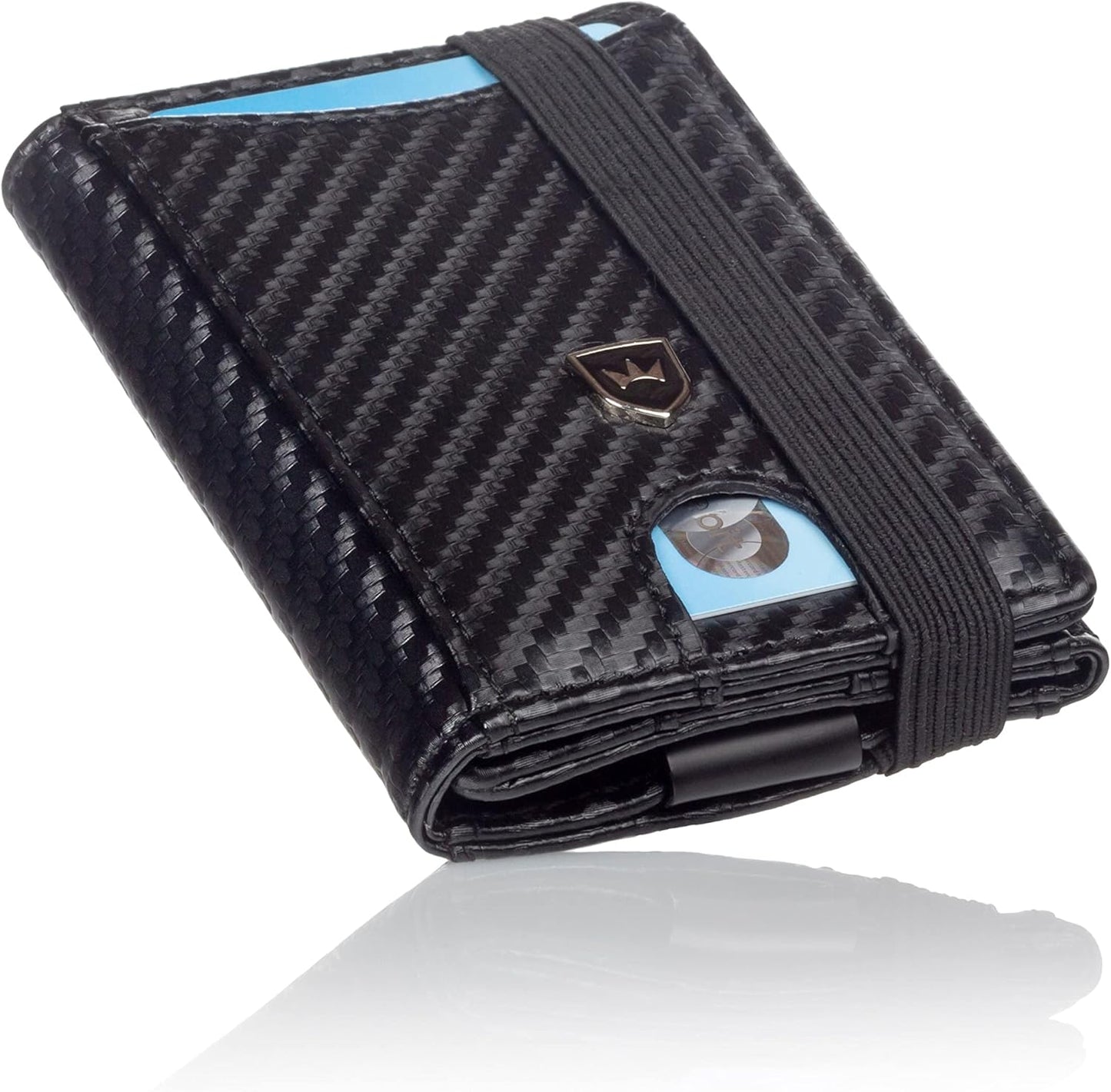 Kronenschein Geldbörse Carbon Slim Wallet – RFID Schutz, Münzfach, 6 Kartenfächer, Geldklammer